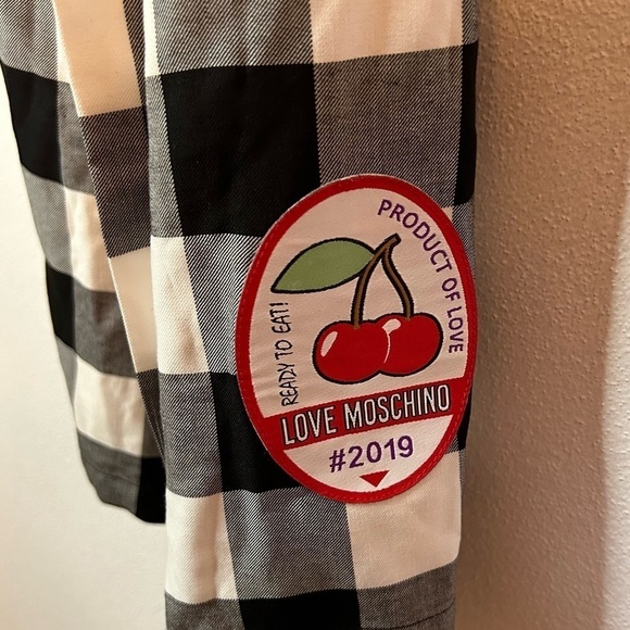 NWT Love Moschino Gingham Checkered Cherry Patch Dress 4 - Picture 5 of 11